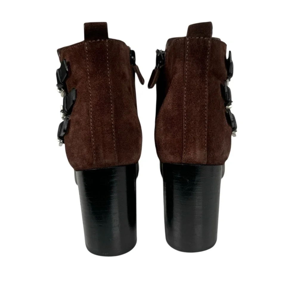 Costume National Womens Sz 37 EUR Brown‎ Leather Zip Buckle Ankle Boots Booties